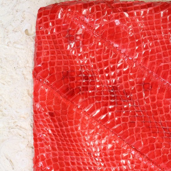 Clemente Red Snakeskin Clutch - Picture 7 of 8